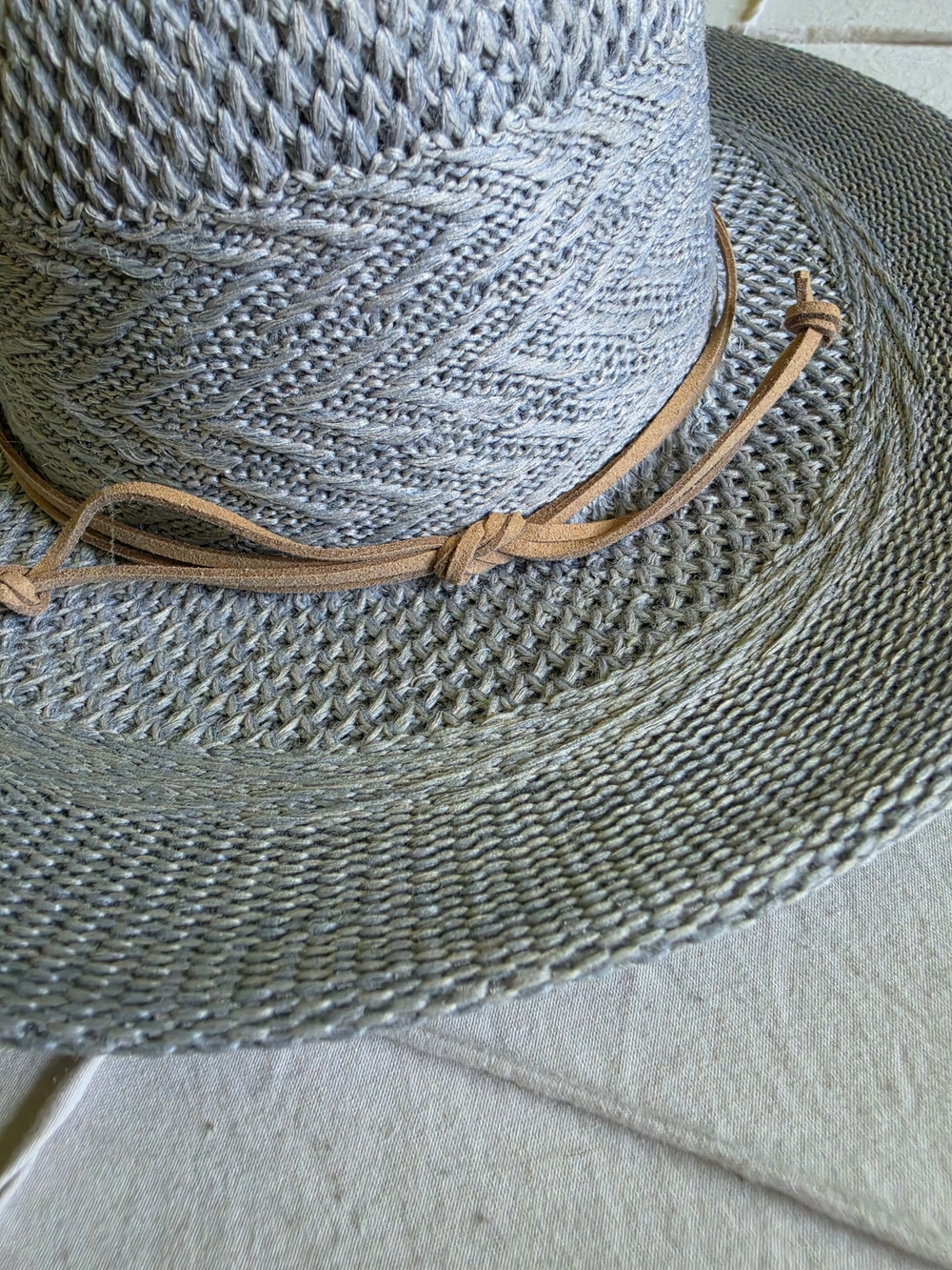 C.C Gray Straw Sun Hat with Brown Band - Women's Accessories - Picture 4 of 5